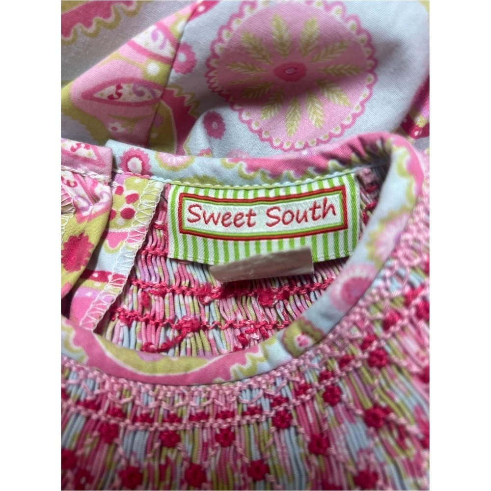 Bundle Smocked Bishop Dresses 3T 4T Pink Gingham Hula Paisley Sweet South - Picture 12 of 13